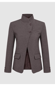 Thalure Kadın Kahverengi Dik Yaka Düğmeli Oversize Blazer Thalure Kadın Kahverengi Dik Yaka Düğmeli Oversize Blazer