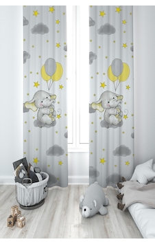 Mekta Home Bebek Ve Çocuk Odası Gri Bulutlu Sevimli Fil Desenli 2 Kanat Fon Perde Mekta Home Bebek Ve Çocuk Odası Gri Bulutlu Sevimli Fil Desenli 2 Kanat Fon Perde