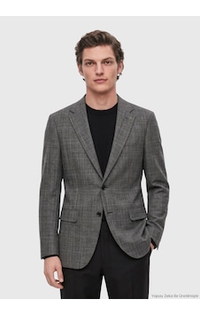 Ramsey Siyah Regular Fit İpek Karışımlı Ceket