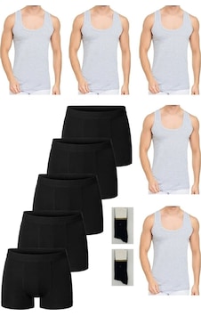 Ekonomik Pamuklu 5'li Erkek Beyaz Atlet-boxer Set 2 Çift Çorap Hediyeli 001 Ekonomik Pamuklu 5'li Erkek Beyaz Atlet-boxer Set 2 Çift Çorap Hediyeli 001