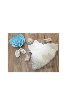 Hayy Baby Kids Wear Fransız Dantelli Kırık Beyaz Cocuk Elbise Şal Hayy Baby Kids Wear Fransız Dantelli Kırık Beyaz Cocuk Elbise Şal
