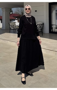 Rabia Şamlı İpek Modal Takım Siyah Çok Renkli Rabia Şamlı İpek Modal Takım Siyah Çok Renkli