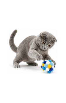 Orletz Çıngıraklı Ponpon Kedi Oyuncağı - Renkli İnteraktif Peluş Top - Zilli Yuvarlanan Kedi Topu - Çiğneme Ve