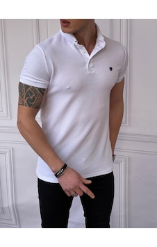 Modefendi Slim Fit Düğme Detaylı Pamuk Örme Polo Yaka Tshırt Beyaz Modefendi Slim Fit Düğme Detaylı Pamuk Örme Polo Yaka Tshırt Beyaz