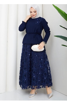 Lovie Moda Kadın Abiye Takım - Lacivert Lovie Moda Kadın Abiye Takım - Lacivert