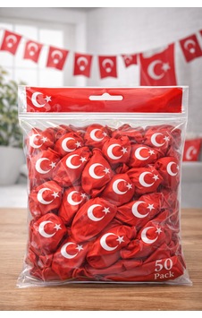 Ayyıldızlı Kırmızı Balon Seti Türk Bayraklı Parti Balonu Dayanıklı Latex Balon 50 Adet Düz Renkli Ayyıldızlı Kırmızı Balon Seti Türk Bayraklı Parti Balonu Dayanıklı Latex Balon 50 Adet Düz Renkli