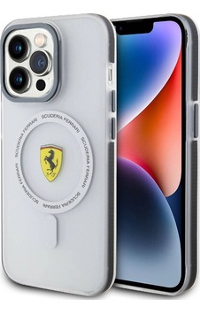 Apple iPhone Uyumlu 15 Pro Max Kılıf Ferrari  Lisanslı M-safe Şarj Özellikli Kontrast Bumper Sf Ring