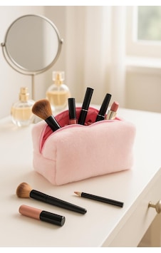 Peluş Yumuşacık Makyaj Çantası - Kozmetik Organizeri Pembe Çok Renkli Peluş Yumuşacık Makyaj Çantası - Kozmetik Organizeri Pembe Çok Renkli