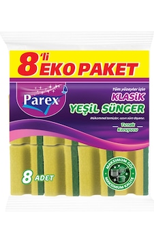Parex Klasik Oluklu Yeşil Bulaşık Süngeri 8 Adet Parex Klasik Oluklu Yeşil Bulaşık Süngeri 8 Adet