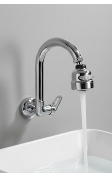 Duvardan Baston Borulu 3 Fonsiyonlu Başlıklı Tek Su Girişli Banyo Lavabo Bataryası Krom