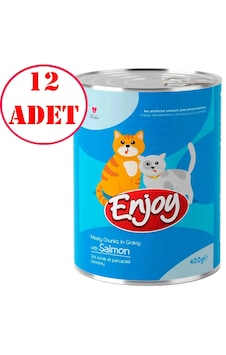 Enjoy Somonlu Kedi Konservesi Sos İçinde Et Parçacıklı 400 Gr 12 Ad