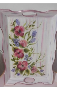 Dekoratif One Stroke El Boyaması Ahşap Çay Tepsisi, 37x32cm, Çok Renkli Dekoratif One Stroke El Boyaması Ahşap Çay Tepsisi, 37x32cm, Çok Renkli