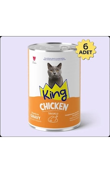 King Sos İçerisinde Et Parçacıklı Tavuklu Kedi Konservesi 400 Gr 6 Adet King Sos İçerisinde Et Parçacıklı Tavuklu Kedi Konservesi 400 Gr 6 Adet