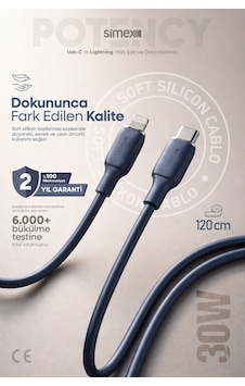 Simex 30w Hızlı Şarj Type-c To Lightning Kablo İphone Uyumlu, Soft Silikon, Dayanıklı, 1.2 M Spk-14 Simex 30w Hızlı Şarj Type-c To Lightning Kablo İphone Uyumlu, Soft Silikon, Dayanıklı, 1.2 M Spk-14