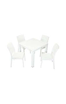 Luna Elit Rattan 90x90 Elit Sandalye Masa Takımı Beyaz Luna Elit Rattan 90x90 Elit Sandalye Masa Takımı Beyaz