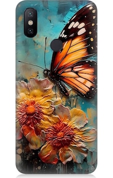 Xiaomi Redmi Note 6 Pro Uyumlu Altın Kelebek Ve Papatya Desenli Silikon Kılıf