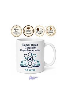 Bilimsel Düşünce Kanıta Dayalı Gerçekler Dogmalara Karşı Baskılı Porselen Kupa Hediye Beyaz / Çok Renkli