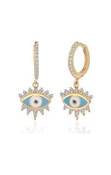 Emılıano Jewellery 925 Ayar Gümüş Göz Mineli Küpe Gold - Gümüş Emılıano Jewellery 925 Ayar Gümüş Göz Mineli Küpe Gold - Gümüş