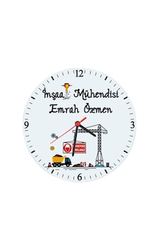 Inşaat Mühendisine Hediye Isimli Cam Duvar Saati Çok Renkli Inşaat Mühendisine Hediye Isimli Cam Duvar Saati Çok Renkli