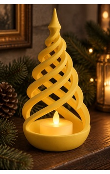 Minimalist Spiral Noel Ağacı Şeklinde Led Mum Tutucu Sarı Minimalist Spiral Noel Ağacı Şeklinde Led Mum Tutucu Sarı