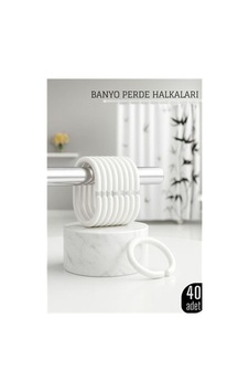 40 Adet Esnek Banyo Duş Perdesi Halkası Beyaz - C Tipi Kolay Montaj Geçme Perde Halkası Seti 719911