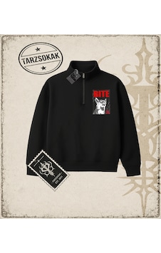Tarzsokak Gotik & Grunge Streetwear Bıte Fear Yarım Fermuarlı Sweatshirt Siyah Tarzsokak Gotik & Grunge Streetwear Bıte Fear Yarım Fermuarlı Sweatshirt Siyah