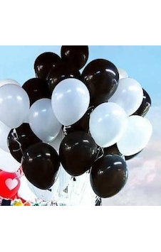 Siyah Beyaz Renklerinde Balon 25 25 Toplam 50 Adet