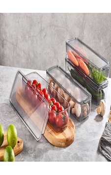 Mina Organizer Plastik Raf, Şeffaf Füme Kapaklı 4 X 750 Ml Şeffaf