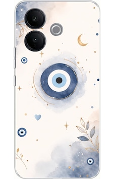Vivo V60 Lite Uyumlu Şans Getiren Nazar Tasarımı Baskılı Silikon Kılıf Renkli Vivo V60 Lite Uyumlu Şans Getiren Nazar Tasarımı Baskılı Silikon Kılıf Renkli