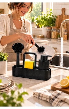 Siyah Mutfak Lavabo Üstü Organizer Seti Süngerlik Deterjanlık Bulaşık Fırçalık Tezgah Düzenleyici Siyah Mutfak Lavabo Üstü Organizer Seti Süngerlik Deterjanlık Bulaşık Fırçalık Tezgah Düzenleyici