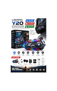 Y20 Lf-y20 Motosiklet Kask Bluetooth Kulaklığı Rgb Işıklı Bluetooth 5.3 Ipx6 1000 Mah Type-c
