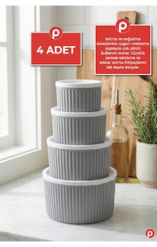 4'lü Çizgili Yuvarlak Saklama Kabı Seti Bej 3l - 1.8l - 1l - 0.55l Mikrodalga & Dondurucu Uyumlu Gri 4'lü Çizgili Yuvarlak Saklama Kabı Seti Bej 3l - 1.8l - 1l - 0.55l Mikrodalga & Dondurucu Uyumlu Gri