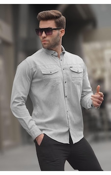 Madmext Açık Gri Rahat Kalıp Gabardin Erkek Gömlek 6810 Bordo Madmext Açık Gri Rahat Kalıp Gabardin Erkek Gömlek 6810 Bordo