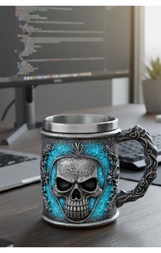 Mavi Ateş Temalı Kurukafa Tasarımlı Kupa Bardak - Özel Kabartmalı Paslanmaz Çelik Termal Mug Çok Renkli Mavi Ateş Temalı Kurukafa Tasarımlı Kupa Bardak - Özel Kabartmalı Paslanmaz Çelik Termal Mug Çok Renkli