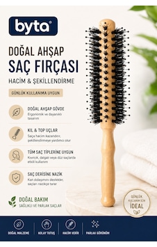 Doğal Ahşap Yuvarlak Saç Fırçası Top Uçlu Sık Kıllı Hacim Veren Şekillendirici Tarak Doğal Ahşap Yuvarlak Saç Fırçası Top Uçlu Sık Kıllı Hacim Veren Şekillendirici Tarak