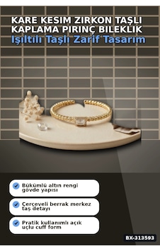 Bay Kare Kesim Zirkon Taşlı Kaplama Pirinç Bileklik - Kadın Takı Aksesuarı Bx-313593 Najmaddin Standart Bay Kare Kesim Zirkon Taşlı Kaplama Pirinç Bileklik - Kadın Takı Aksesuarı Bx-313593 Najmaddin Standart