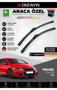S-dizayn Honda Civic 9 Hatchback Ön Cam Silecek Seti 2012-2015 Premium Araca Özel 65-45 Cm A+ Kalit