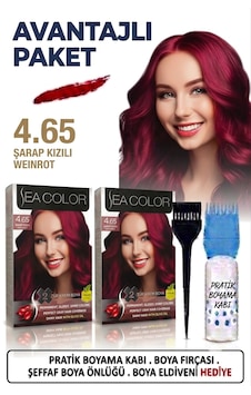 Sea Color Set Saç Boyası 4.65 Şarap Kızılı 2 Li 2 Kutu+pratik Boya Kabı Sea Color Set Saç Boyası 4.65 Şarap Kızılı 2 Li 2 Kutu+pratik Boya Kabı