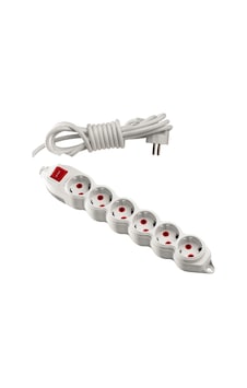 Mono Orion 6'lı Anahtarlı Topraklı Grup Priz 3 Metre (3x1) Beyaz