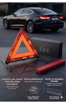 Autobase Üçgen Reflektör Metal Ayaklı Katlanabilir Kutulu Uyarı İkaz Reflektörü