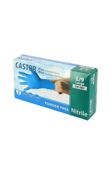 Castor Nitril Muayane Medikal Eldiven Pudrasız Mavi 100'lü L Castor Nitril Muayane Medikal Eldiven Pudrasız Mavi 100'lü L