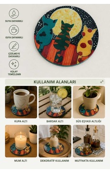 2'li Bardak Altlığı 9cm Çok  Renkli