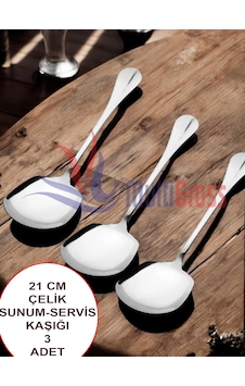 Çelik 21 Cm 3 Adet Servis Kaşığı / Sunum Kaşığı Çelik 21 Cm 3 Adet Servis Kaşığı / Sunum Kaşığı