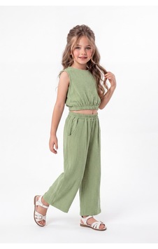 Mnk Baby & Kids Kız Çocuk Pamuklu Müslin Rahat Takım M00826 Yeşil Mnk Baby & Kids Kız Çocuk Pamuklu Müslin Rahat Takım M00826 Yeşil