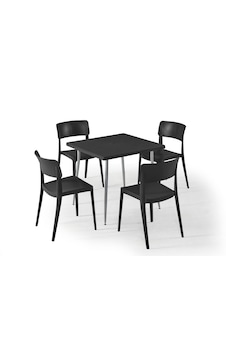Siyah Kare Bahçe Masa Sandalye Takımı 80x80 Cm Dış Mekan İçin Şık Siyah Siyah Kare Bahçe Masa Sandalye Takımı 80x80 Cm Dış Mekan İçin Şık Siyah