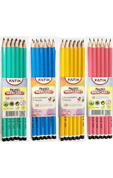 Fatih Kurşun Kalem Köşeli Mercanlı Pastel Renkli 12 Li Fatih Kurşun Kalem Köşeli Mercanlı Pastel Renkli 12 Li