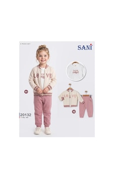 Sani Kids Sani Love 3'lü Eşofman Takımı - Krem Pembe Pudra
