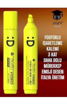 Fosforlu İşaretleme Kalemi 3 Kat Daha Dolu Mürekkep İtalya Üretim Sarı Fosforlu İşaretleme Kalemi 3 Kat Daha Dolu Mürekkep İtalya Üretim Sarı