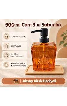 Amber Cam Sıvı Sabunluk - 500 Ml Çok Renkli Amber Cam Sıvı Sabunluk - 500 Ml Çok Renkli