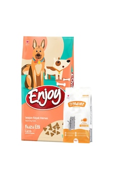 Enjoy Kuzu Etli Yetişkin Köpek Maması 15 Kg + Trendlıne 1 Kg Kedi Maması Hediyeli